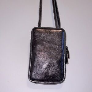 Sleek Metallic Leather Phone Cross Body